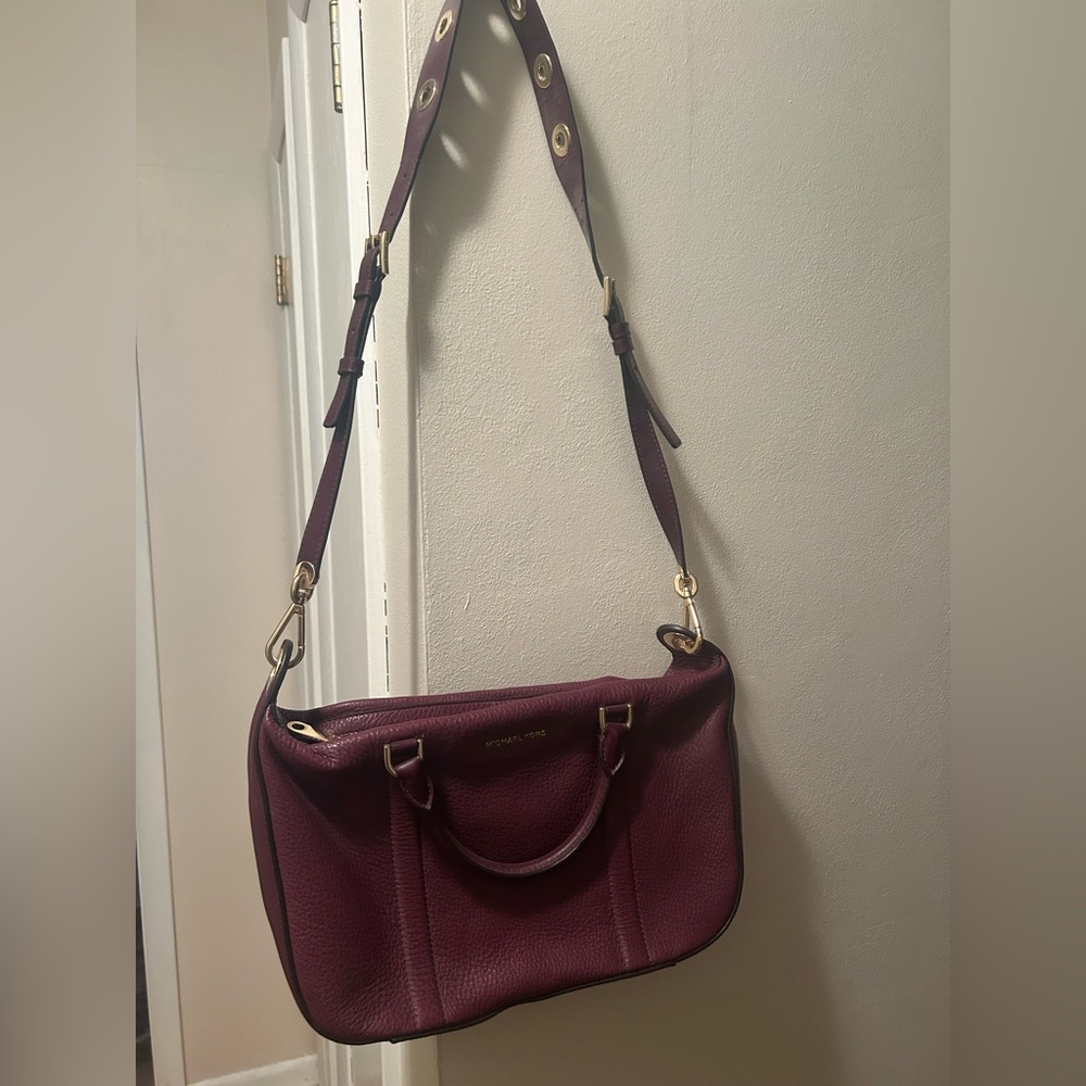 Michael Kors Plum Leather Purse with Gold Accents - Picture 2 of 5